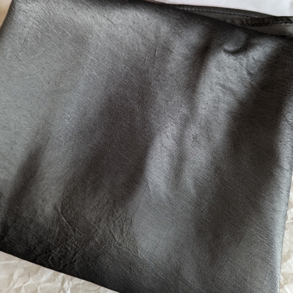 Vintage Formal Floor Length Maxi Skirt Satin Dark Grey Silver Chrome Small/Med - Picture 7 of 16